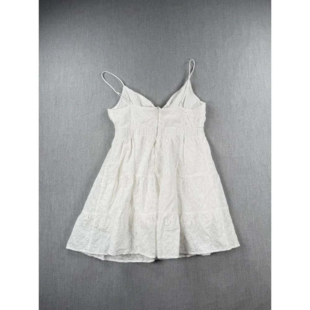 Lost + Wander White Eyelet Tiered Mini Dress Recycled Cotton WDWB03537 Womens - Picture 3 of 7